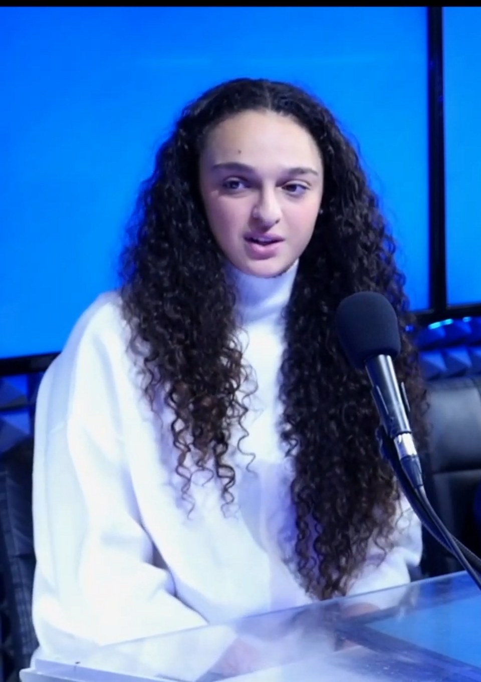 Algerian international footballer Lina Boussaha during an interview