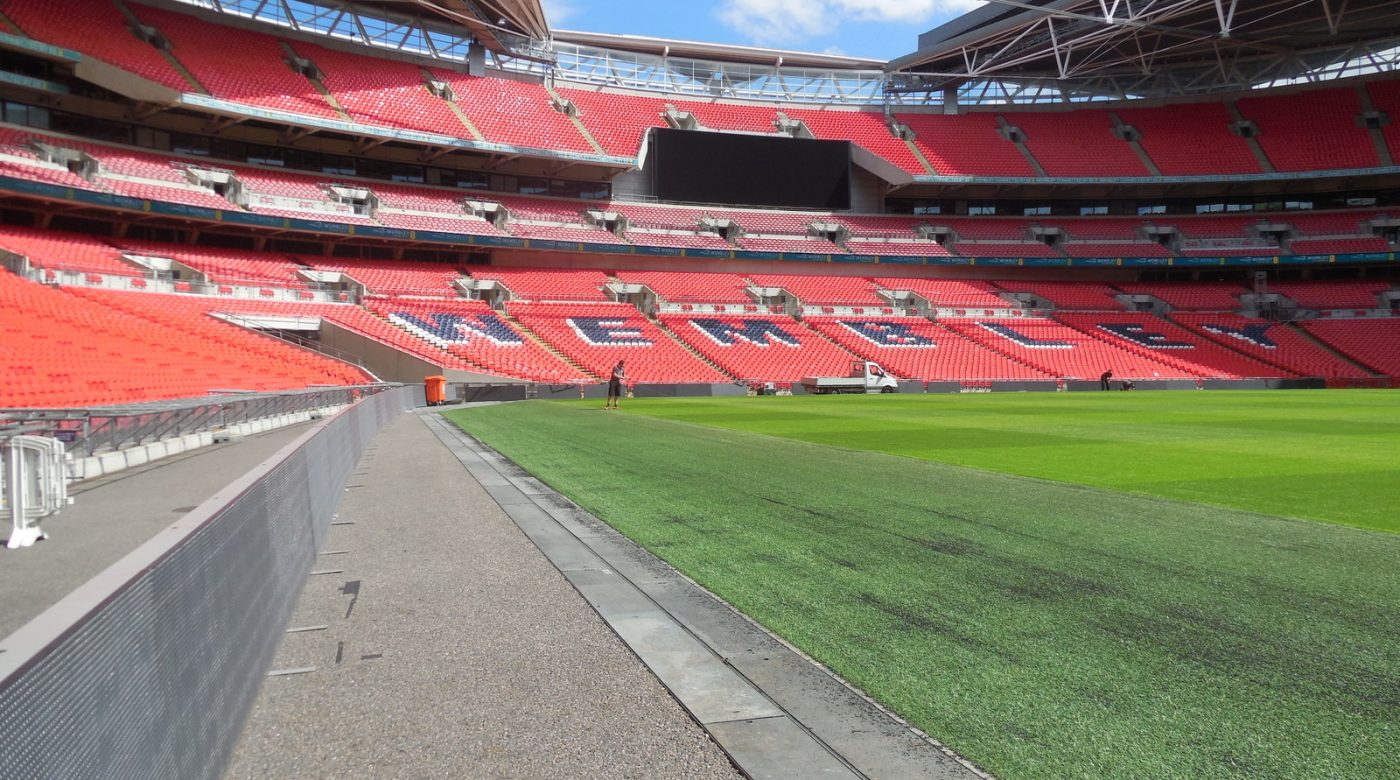 Archive photograph of the pitch and stands at Wembley Stadium in 2015