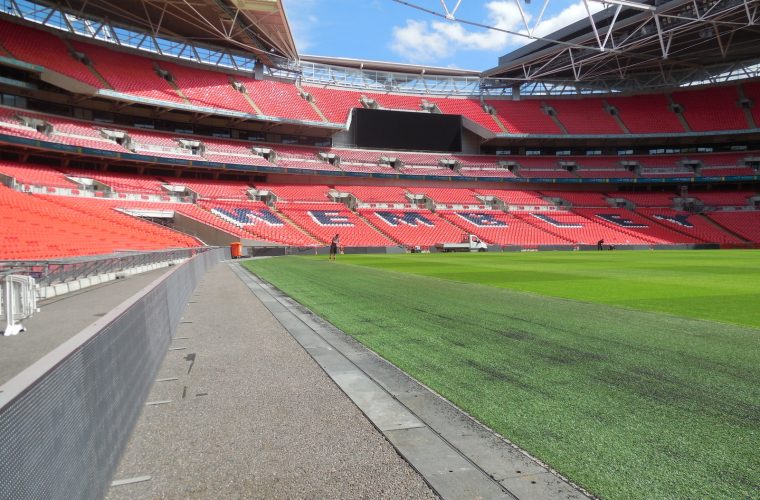 Archive photograph of the pitch and stands at Wembley Stadium in 2015