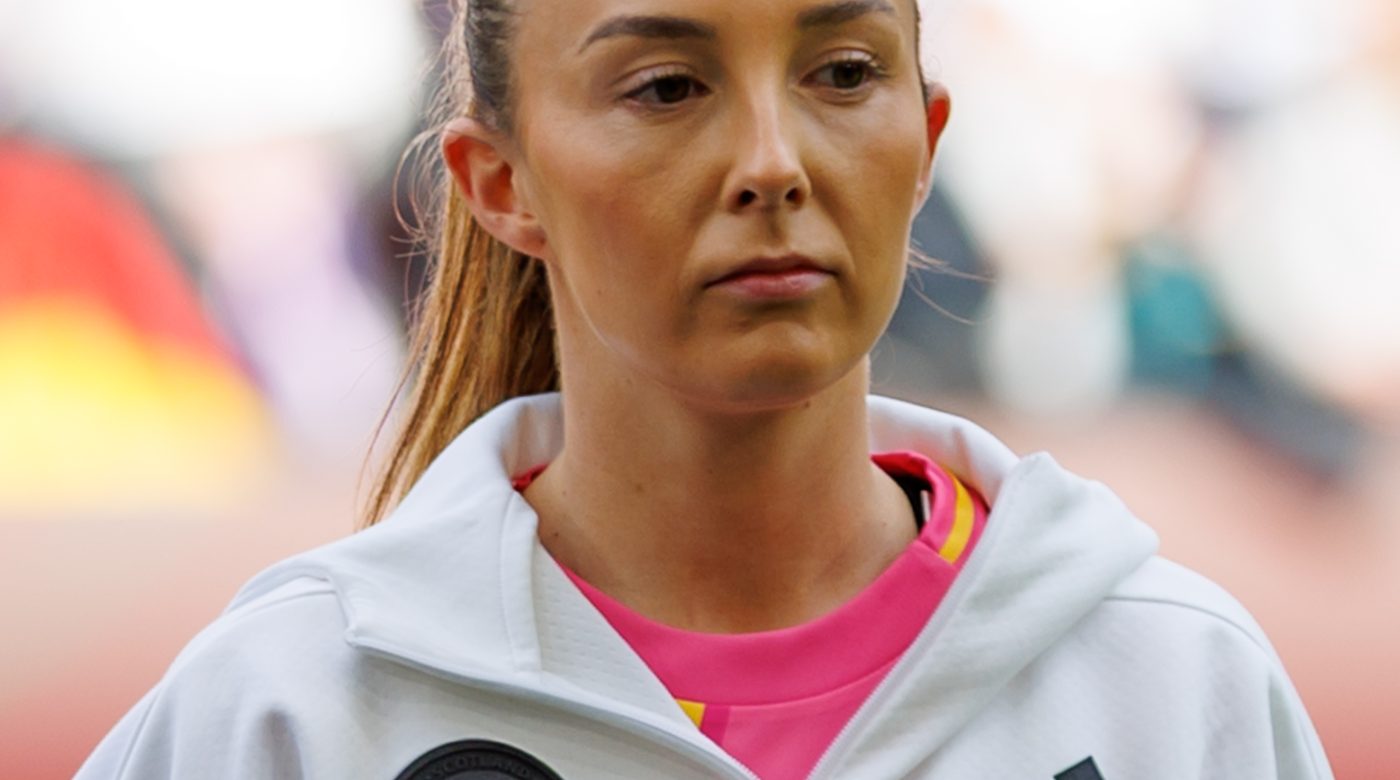Caroline Weir in Scotland’s kit during a women’s international against Germany in April 2025.
