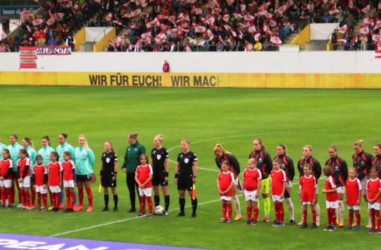 Austria and Iceland women’s teams before a European qualifier